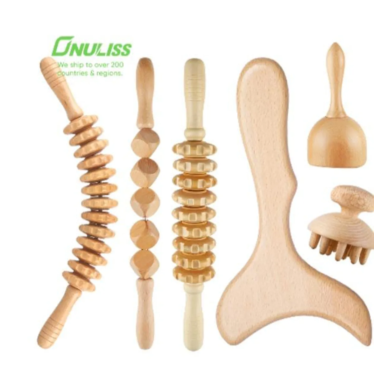 GENERICO - Herramientas de masaje de terapia de madera Kit de Maderoterapia