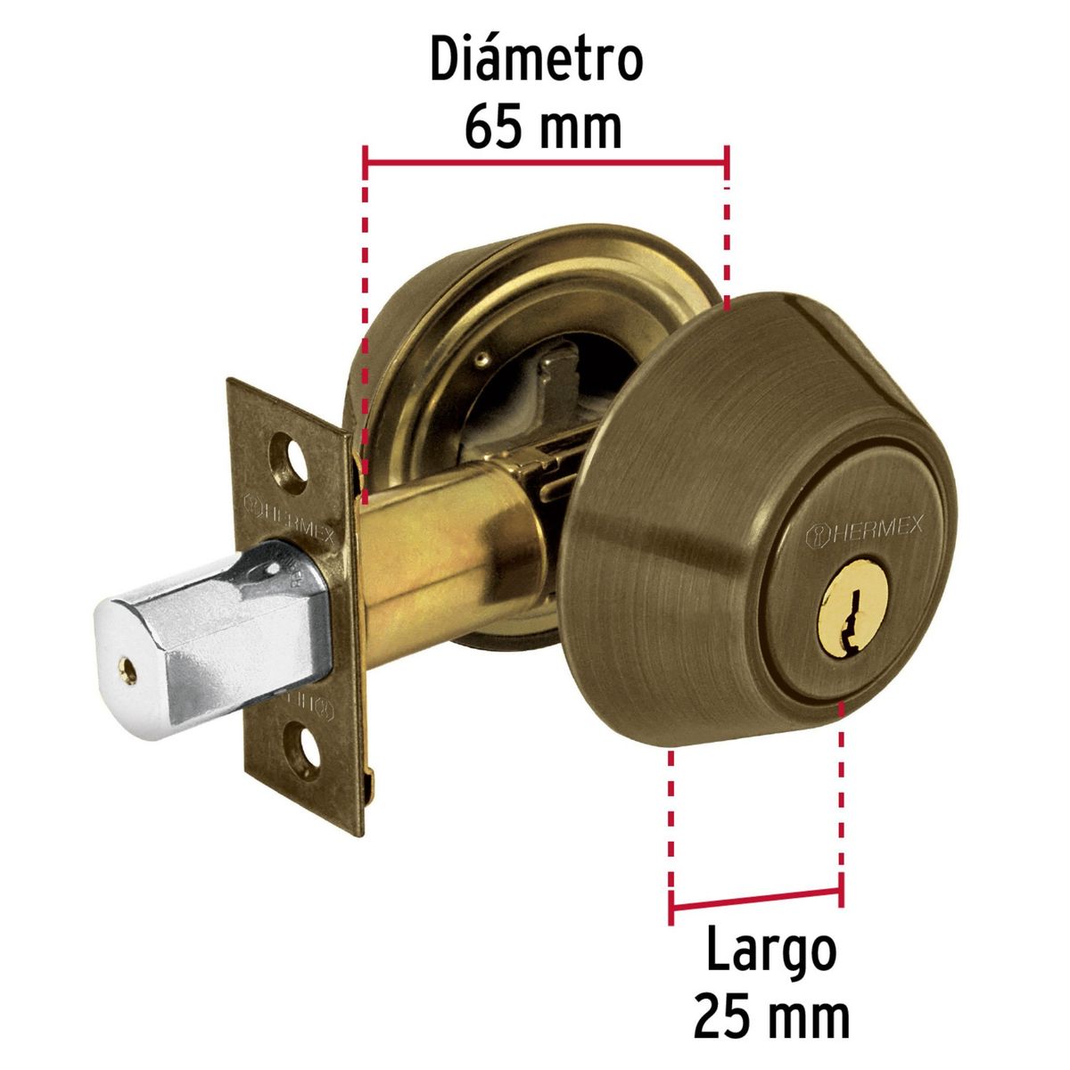 HERMEX - Chapa Cerrojo latón antiguo,  Hermex