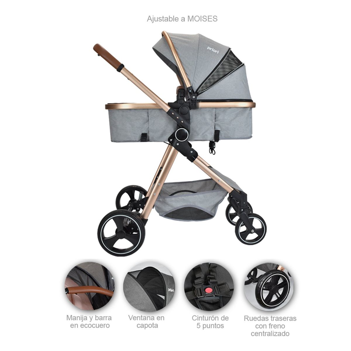 PRIORI - Coche Moises Para Bebe Priori Mike Rosa