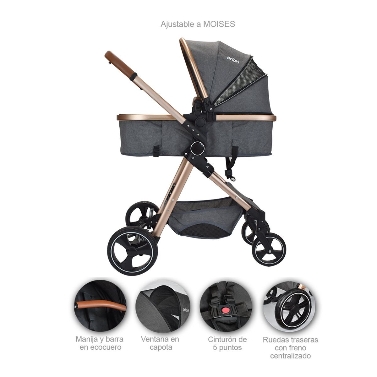 PRIORI - Coche Moises Para Bebe Priori Mike Gris