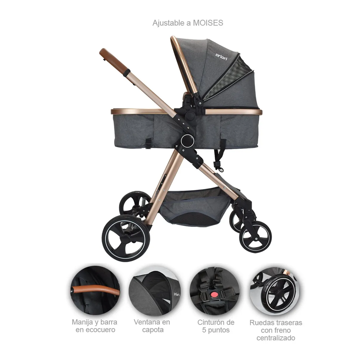 PRIORI - Coche Moises Para Bebe Priori Mike Gris