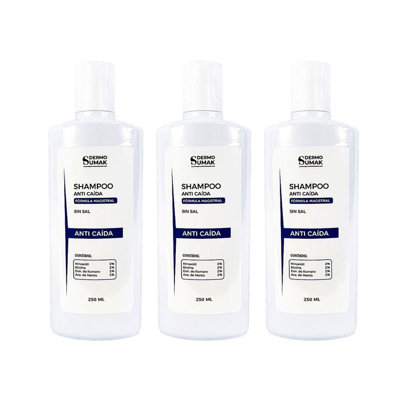 GENERICO - SHAMPOO SIN SAL ANTICAÍDA 250ML 3 UNIDADES