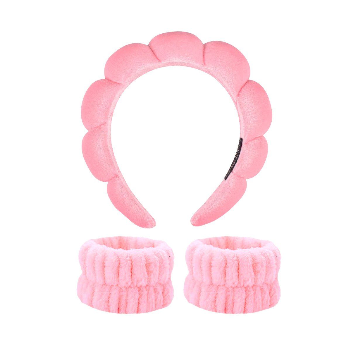 GENERICO - DIADEMA DE BAÑO + PULSERAS DE MUÑECA ROSA