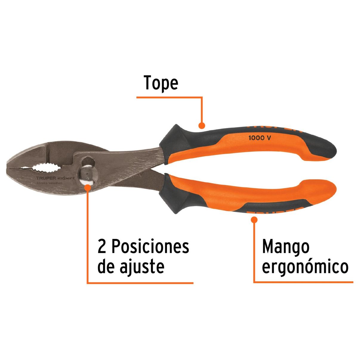 TRUPER - Alicate Pinzas de chofer 8P dielectrico 1000v con mordaza Expert