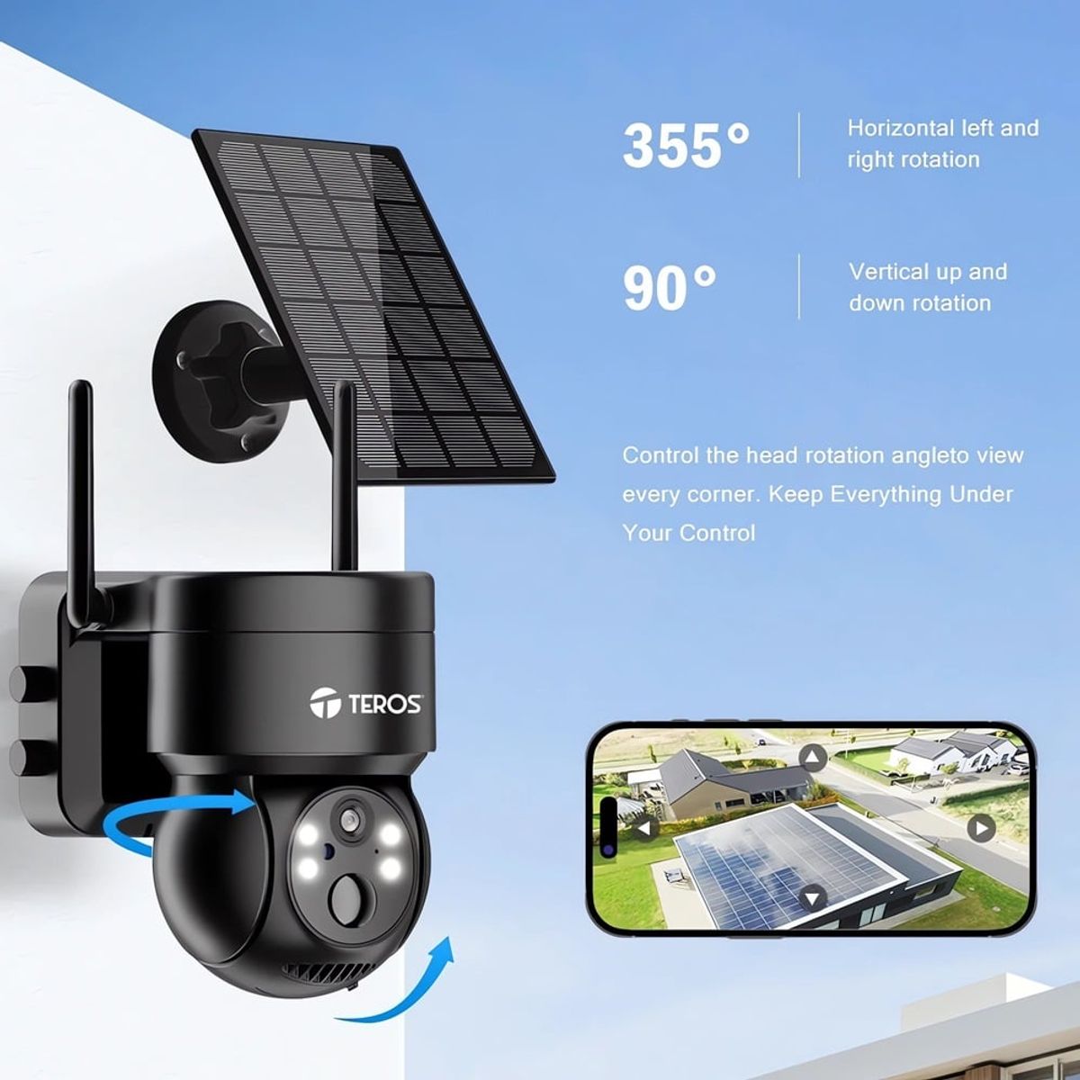 TEROS - Cámara Ip Solar Smart Wifi Exterior Batería Teros 2k 3mp