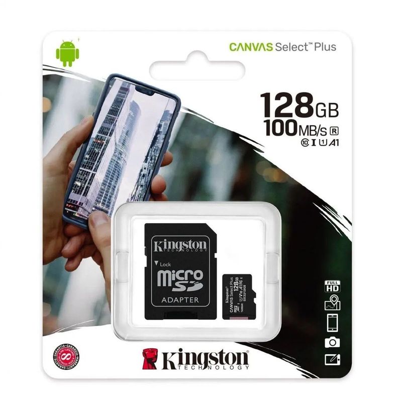KINGSTON - Memoria Micro Sd 128 Gb clase 10 Plus Kingston + adaptador