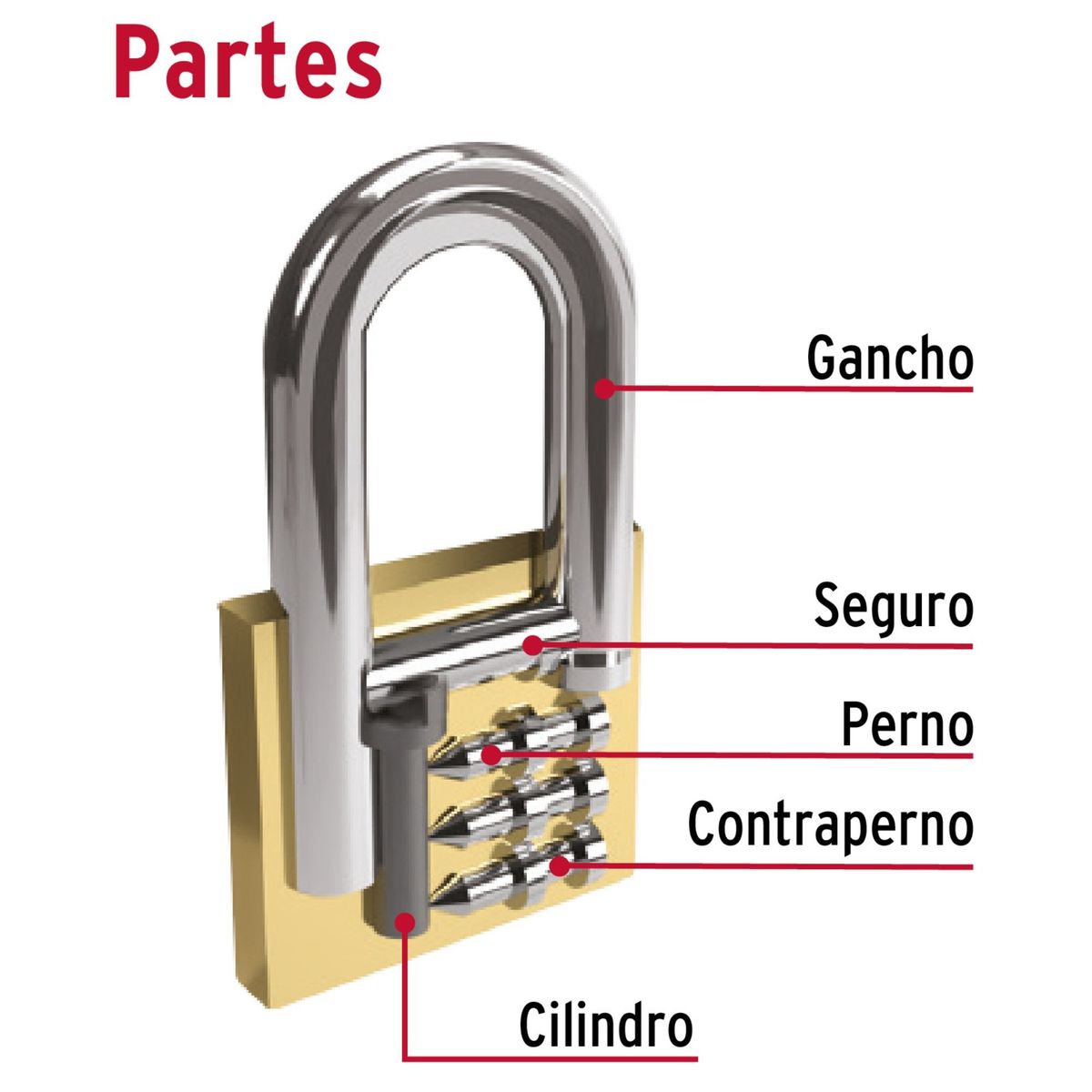 HERMEX - Candado de hierro color latón 20 mm Hermex