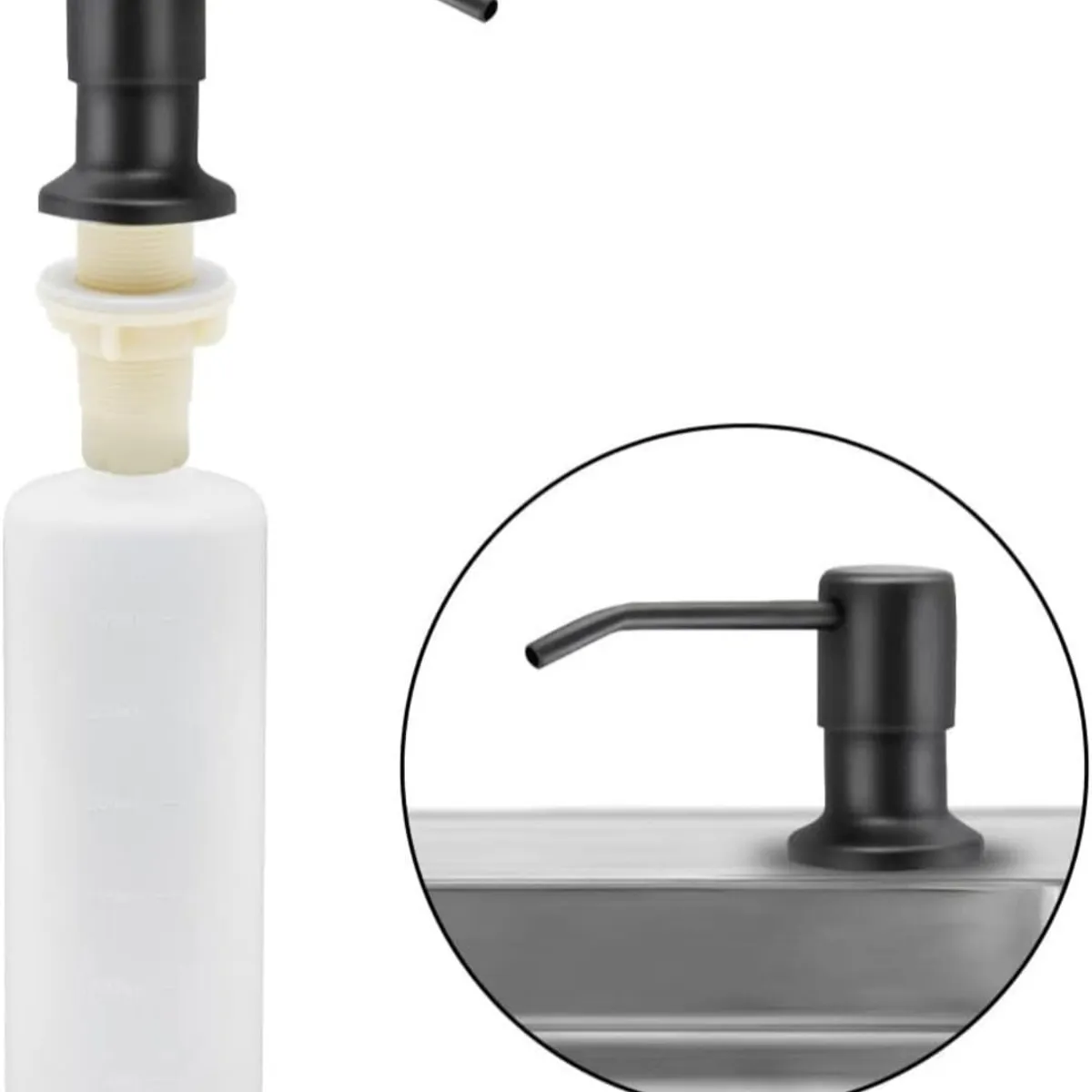 RINOX - Dispensador de jabón líquido Push para Empotrar Color Negro Mate