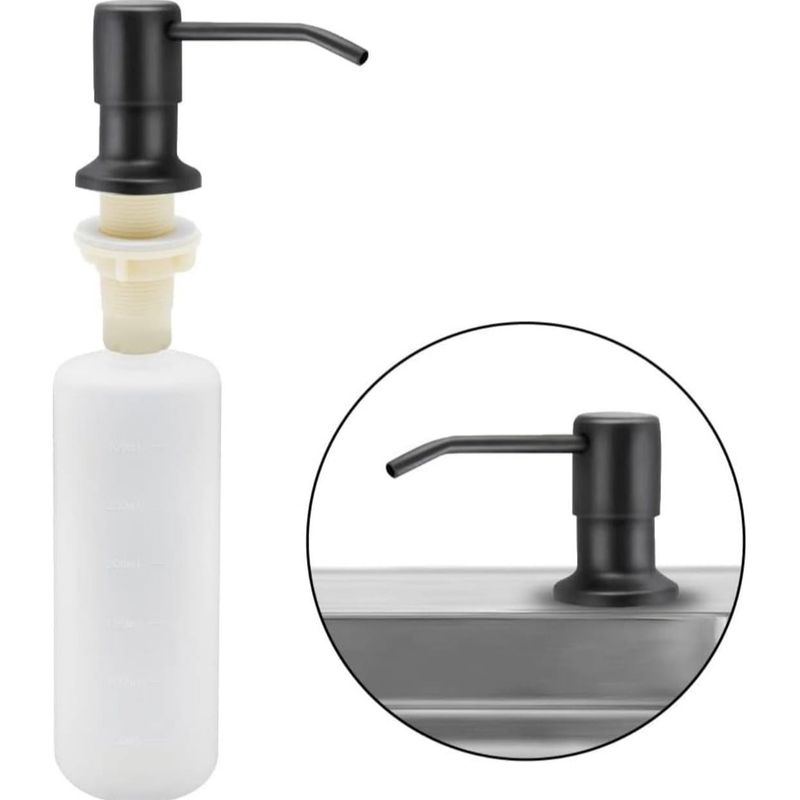 GENERICO - Dispensador de jabón líquido para cocina acero negro mate