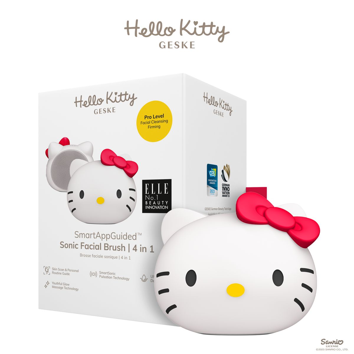 GESKE - Cepillo Sónico Facial 4 en 1 Hello Kitty Blanco