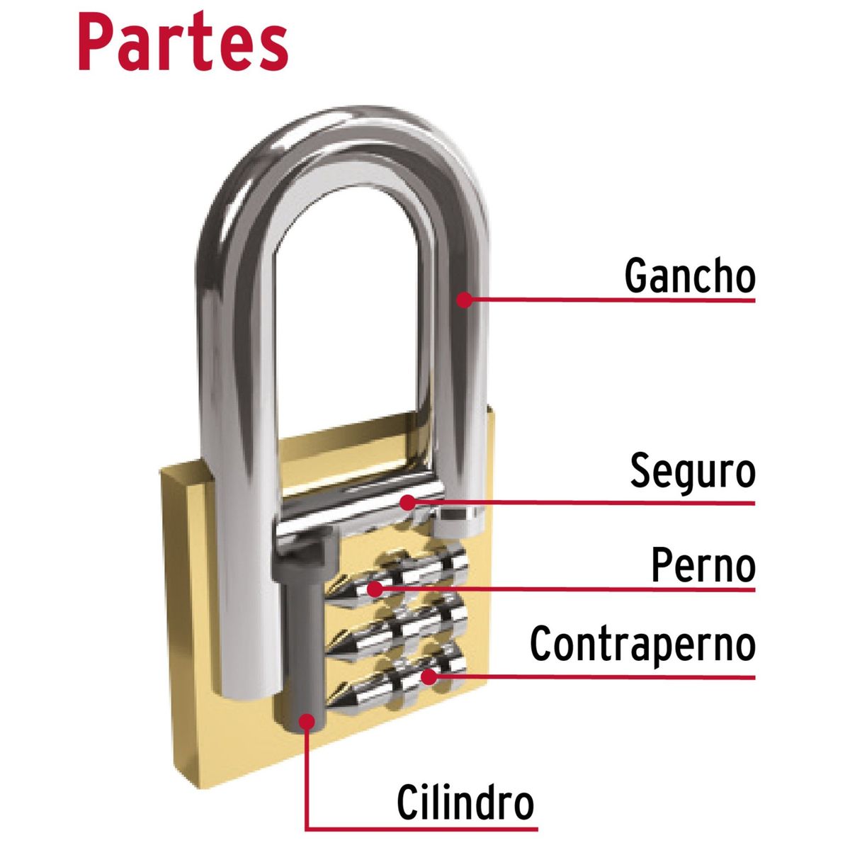 HERMEX - Candado de hierro color latón 25 mm Hermex