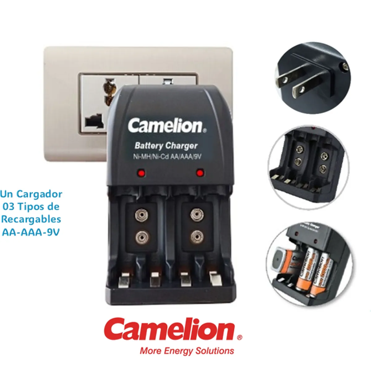 CAMELION - Cargador para  4xAA -4xAAA y 2x9v CAMELION