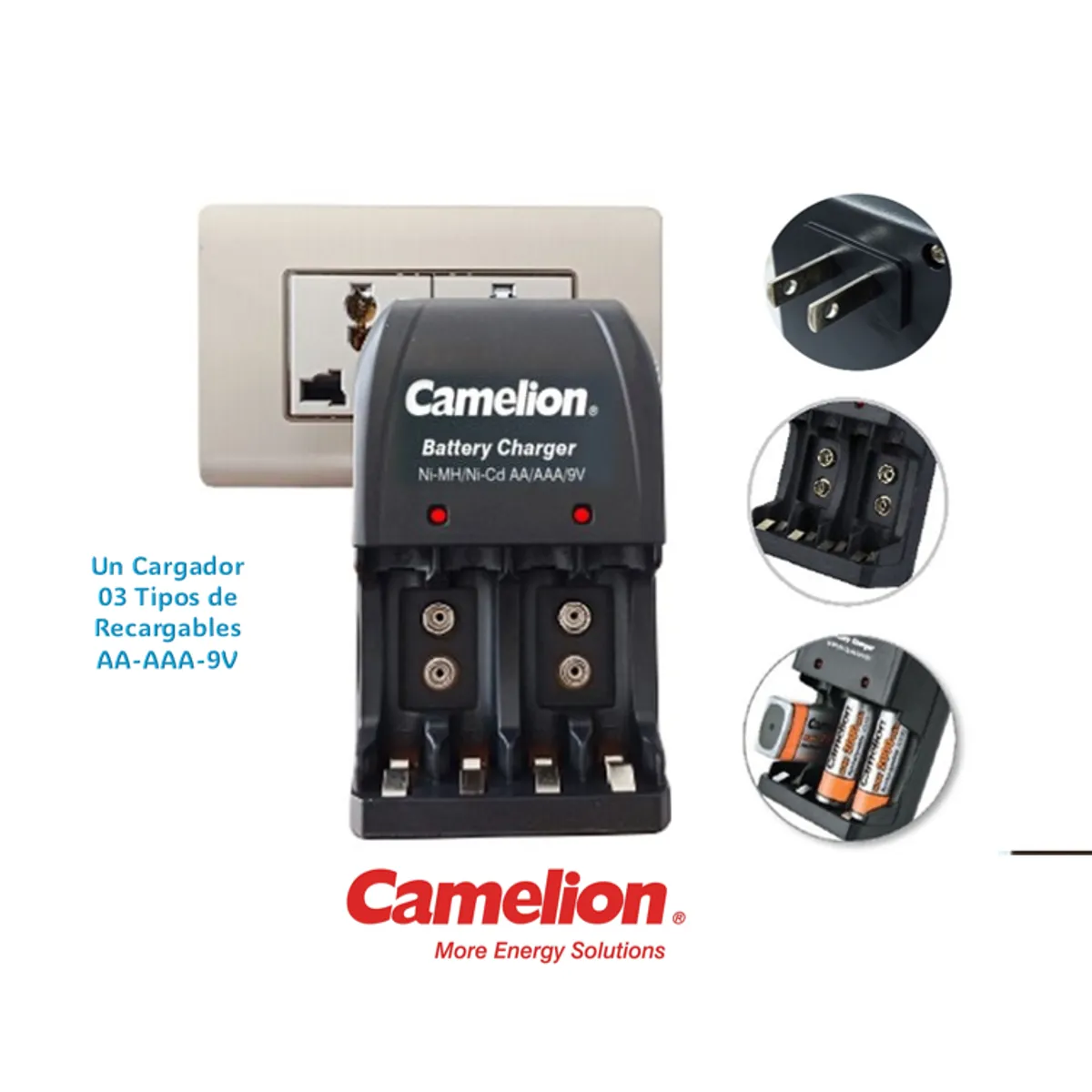 CAMELION - Cargador para  4xAA -4xAAA y 2x9v CAMELION