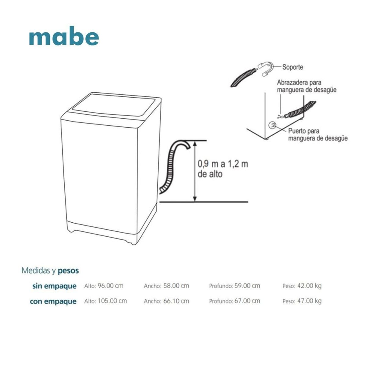 MABE - Lavadora Mabe LMA4120WDGBB0 14 Kg