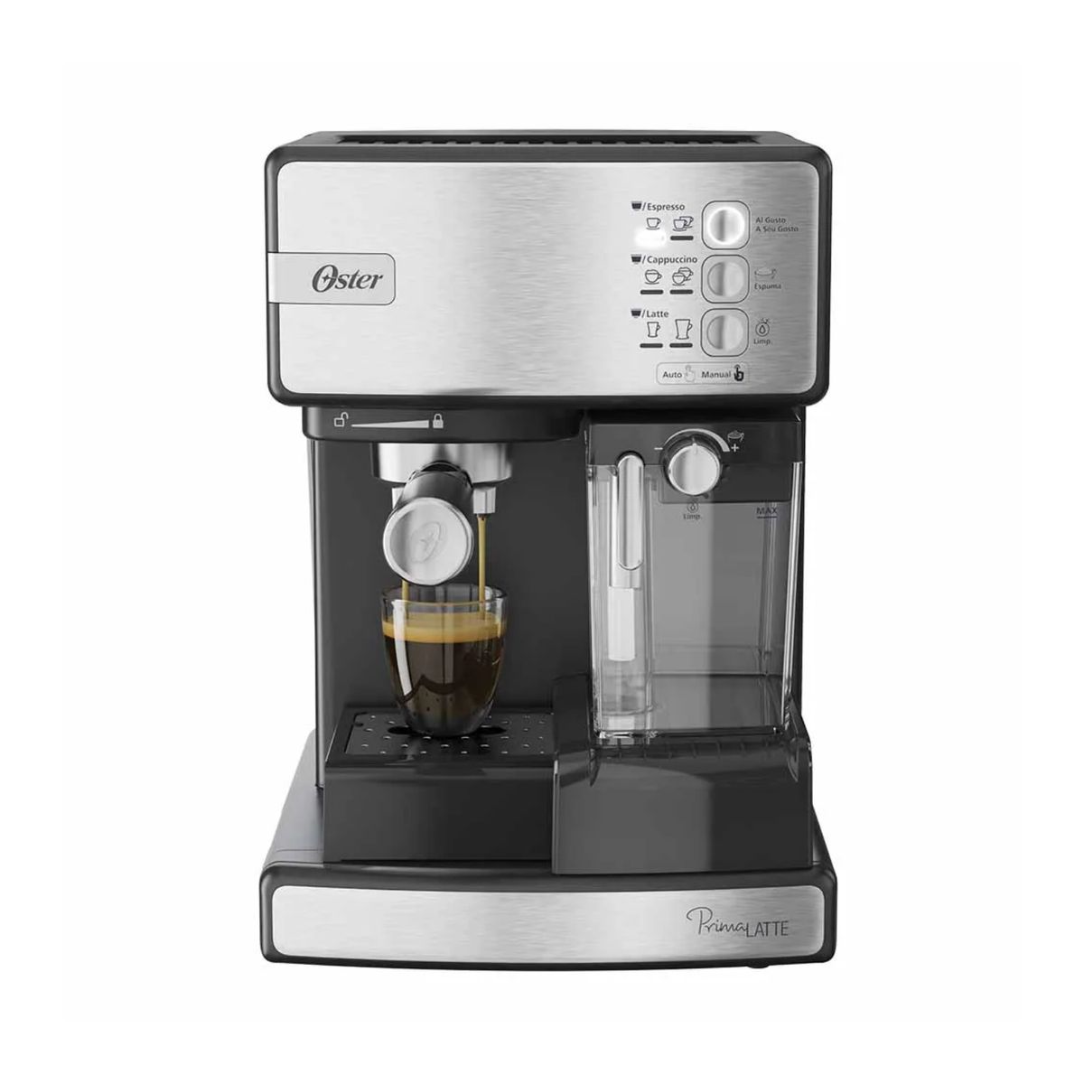OSTER - Cafetera automática de espresso plateada Oster PrimaLatte BVSTEM6603SS