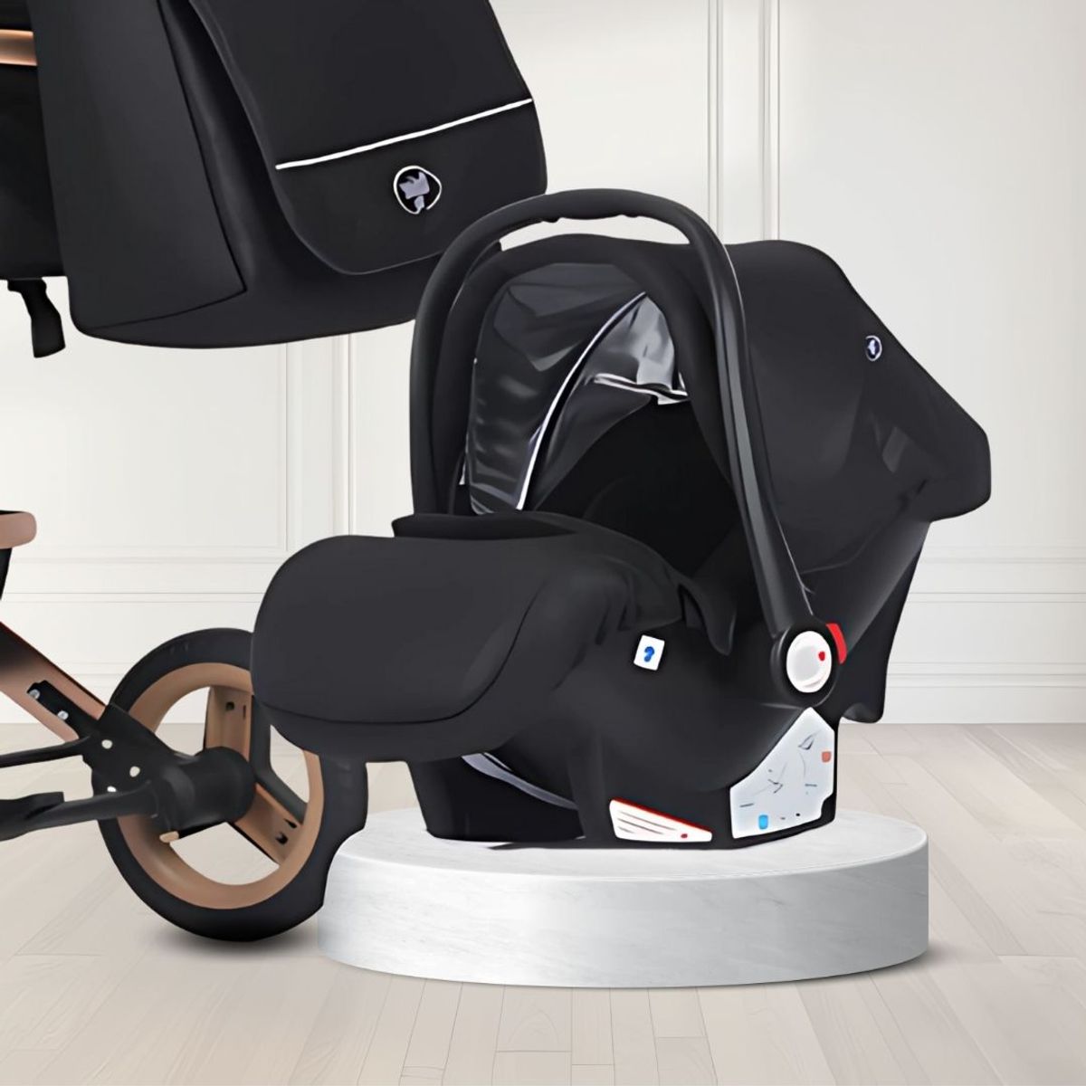 BABY - Coche Moisés 4 en 1 «GRAND LUMIERE» con Portabebé Black