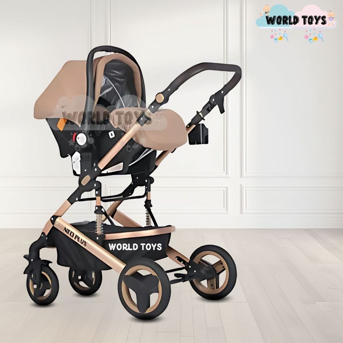 BABY - Coche Moisés 4 en 1 «GRAND LUMIERE» con Portabebé Beige