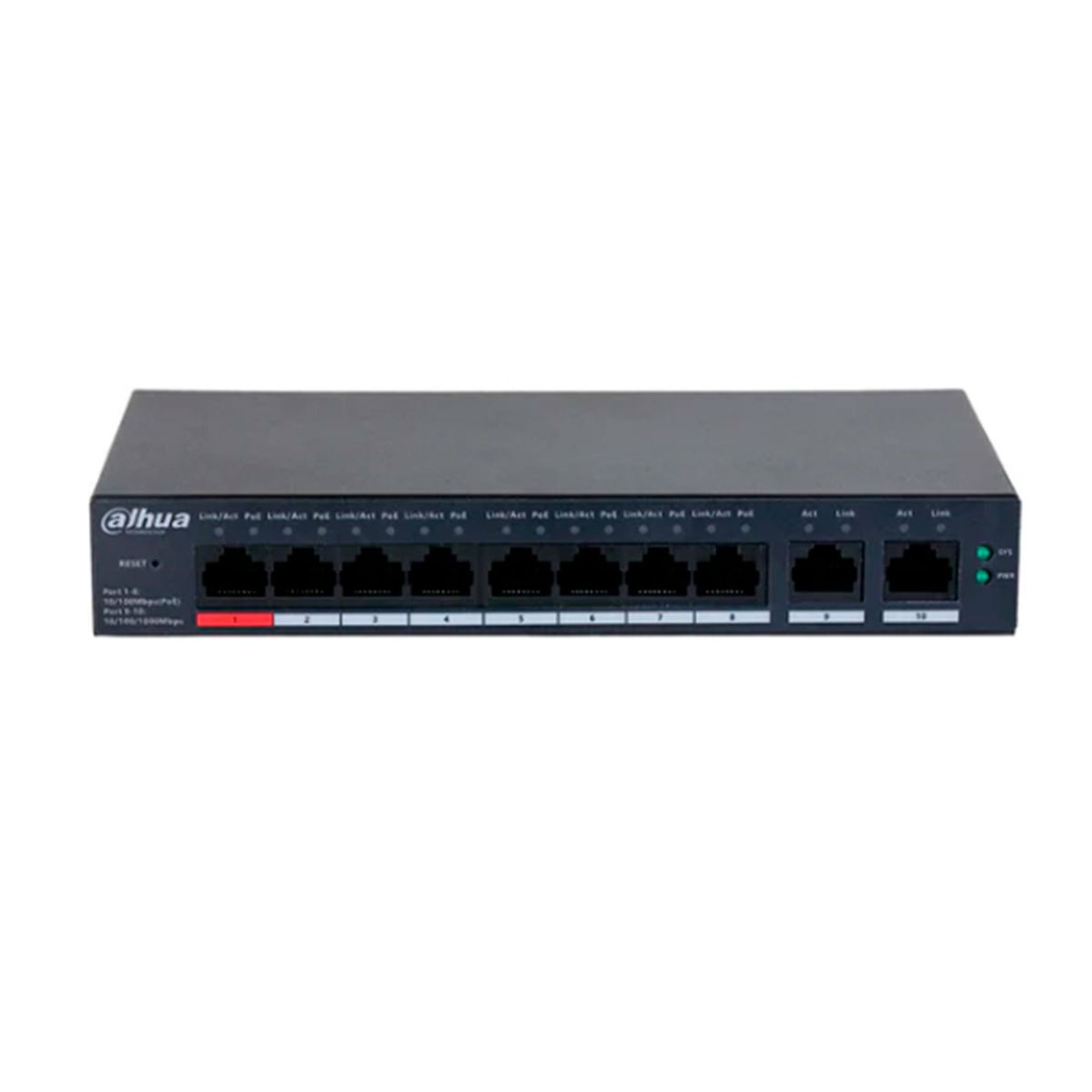 DAHUA - SWITCH DAHUA 10 PUERTOS, 8P x RJ45 POE P/N: CS4010-8ET-110