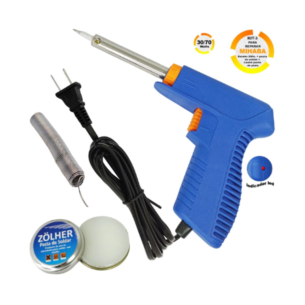 GENERICO - Cautín 3070W + Pasta 5Gr + Estaño 2Mts MIHABA-LL129-KIT