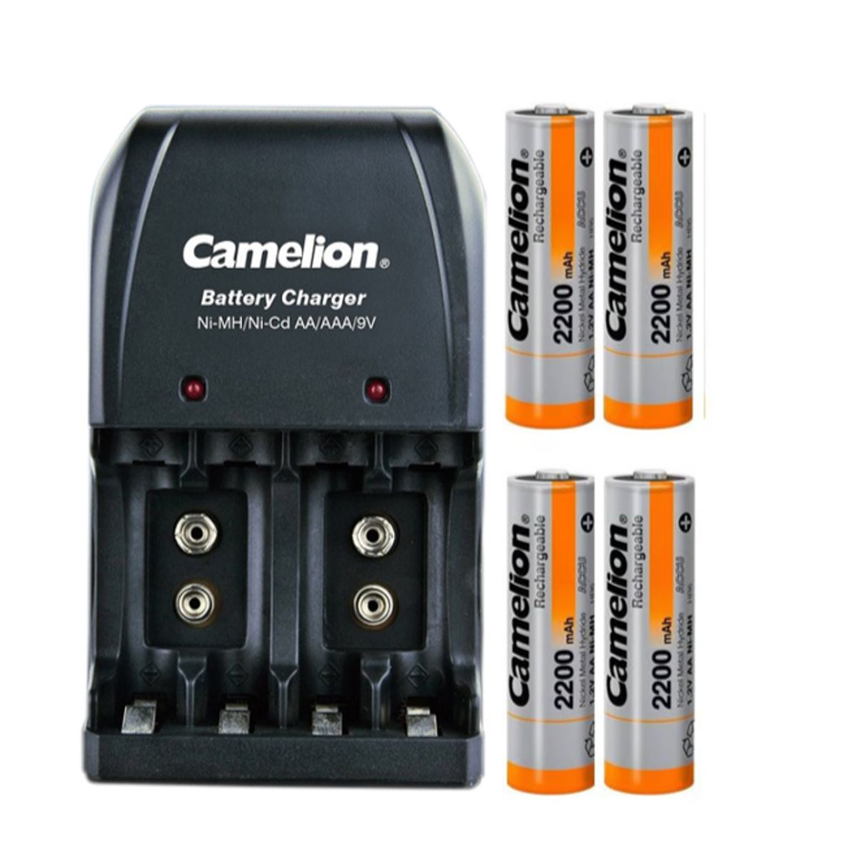 CAMELION - Cargador para  4xAA -4xAAA y 2x9v + 4  Pilas Recargables de AA2200mah