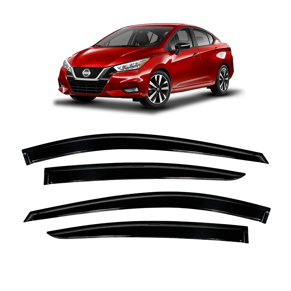 GENERICO - CORRELLUVIAS NEGRO GLOSS COMPATIBLE CON NISSAN VERSA 2022-ON