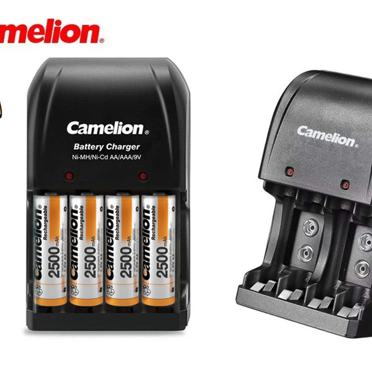 CAMELION - Cargador para  4xAA -4xAAA y 2x9v + 4 Pilas Recargables de 2500mah