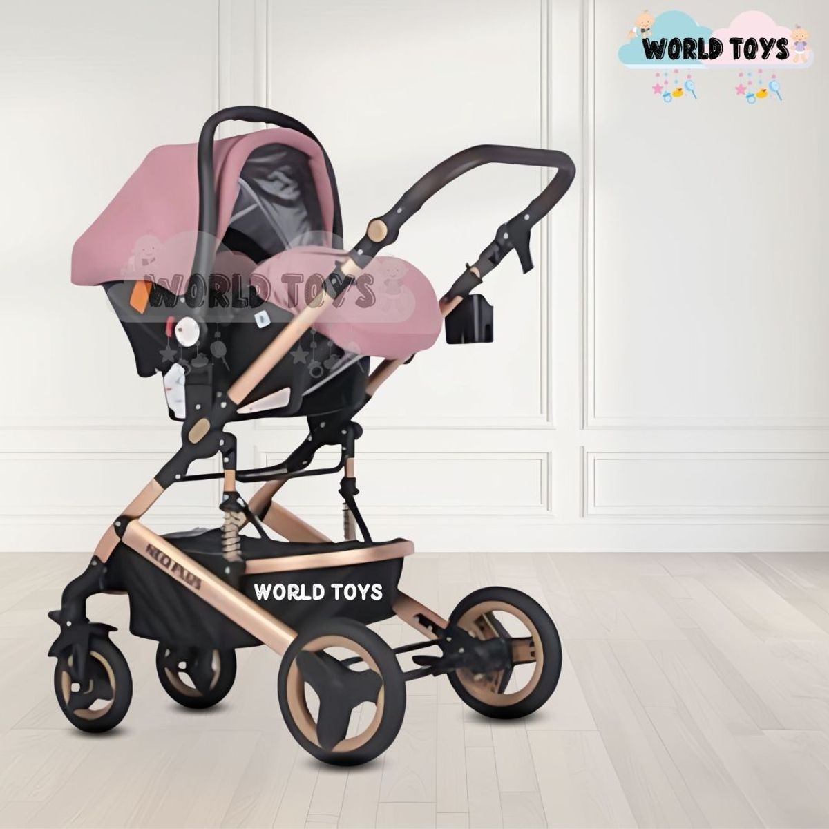 Baby - Coche Moisés 4 en 1 «GRAND LUMIERE» con Portabebé Pink