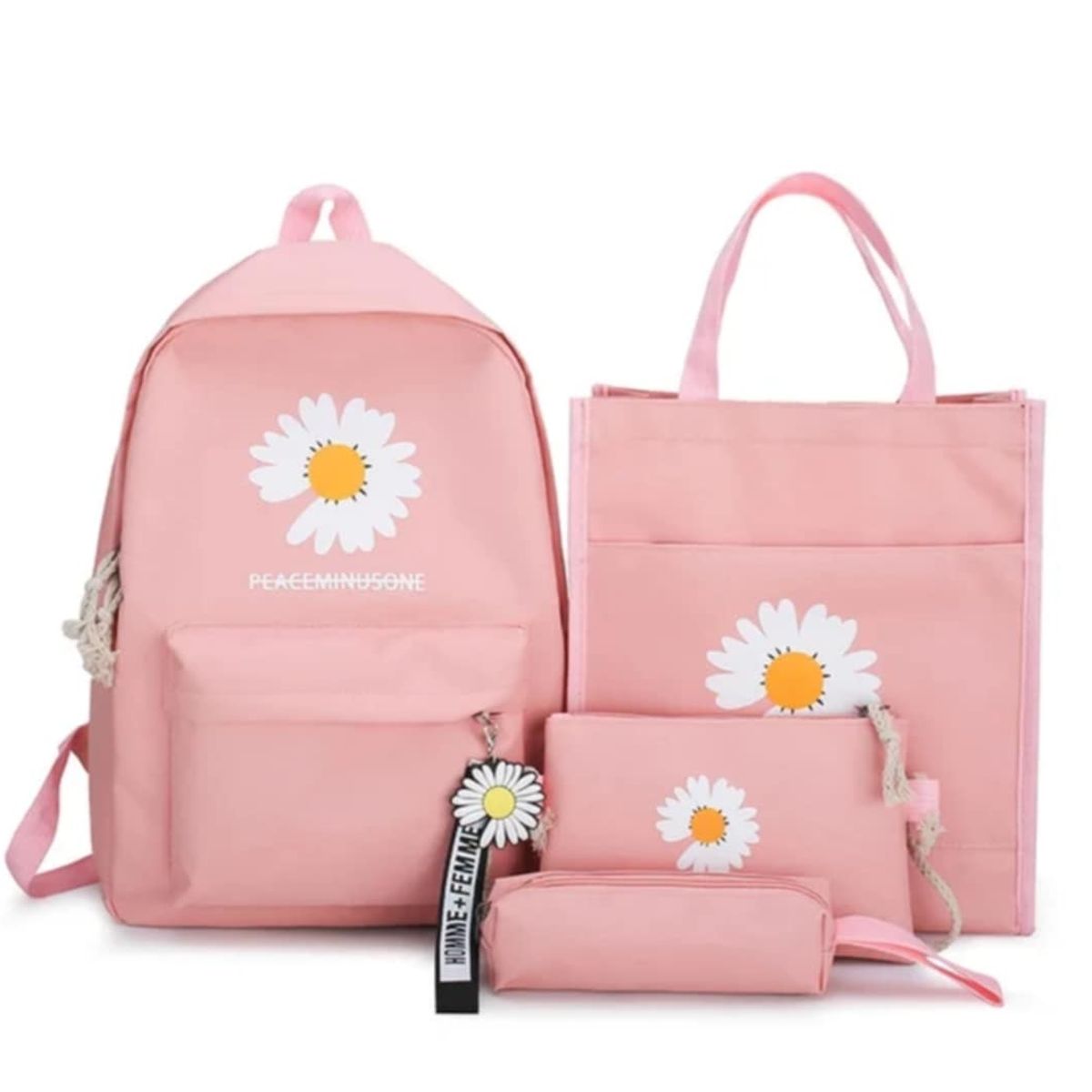 GENERICO - Mochila Kawai Flor Set 4 en 1 Bolso Cartuchera de Damas Niñas