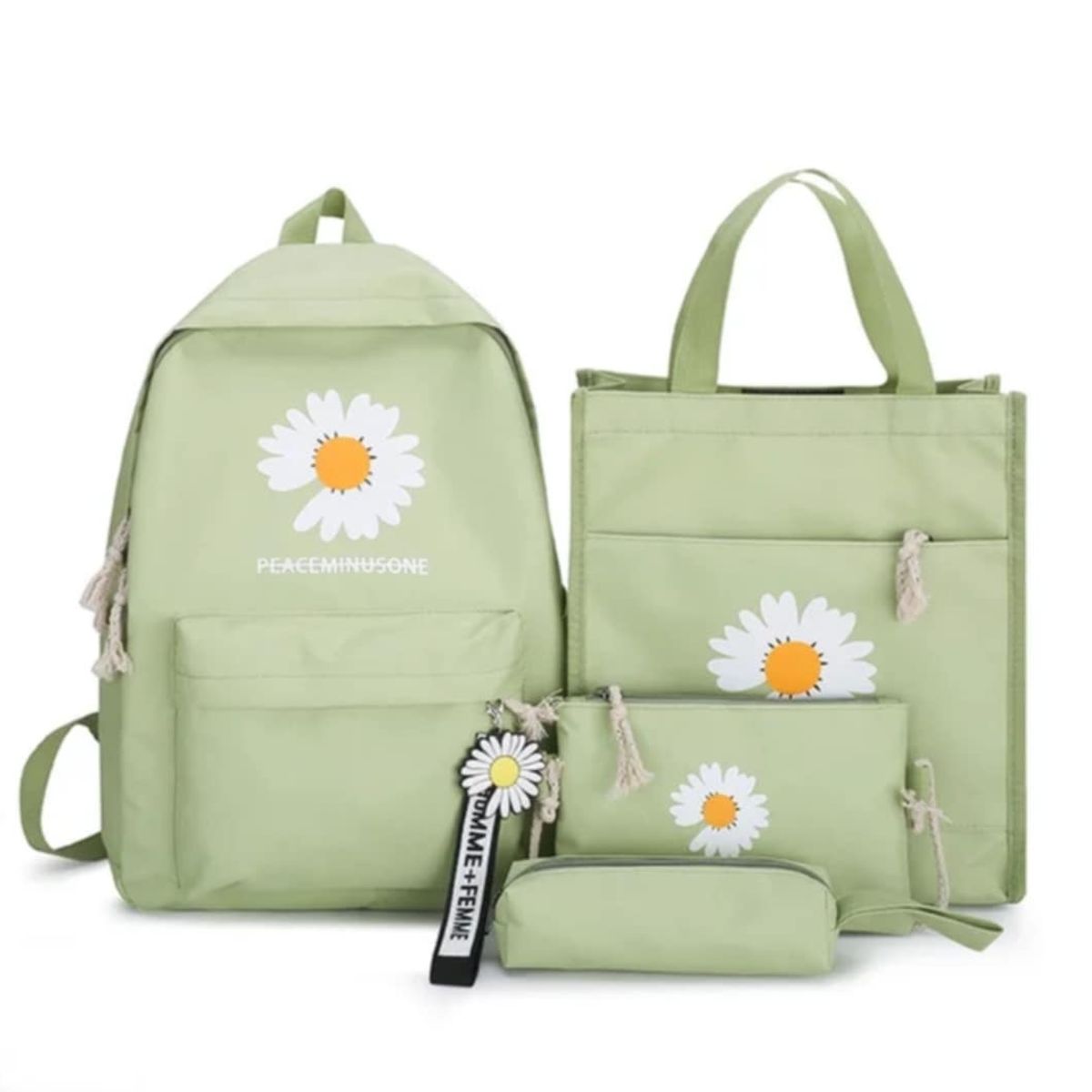 GENERICO - Mochila Kawai Flor Set 4 en 1 Bolso Cartuchera de Damas Niñas