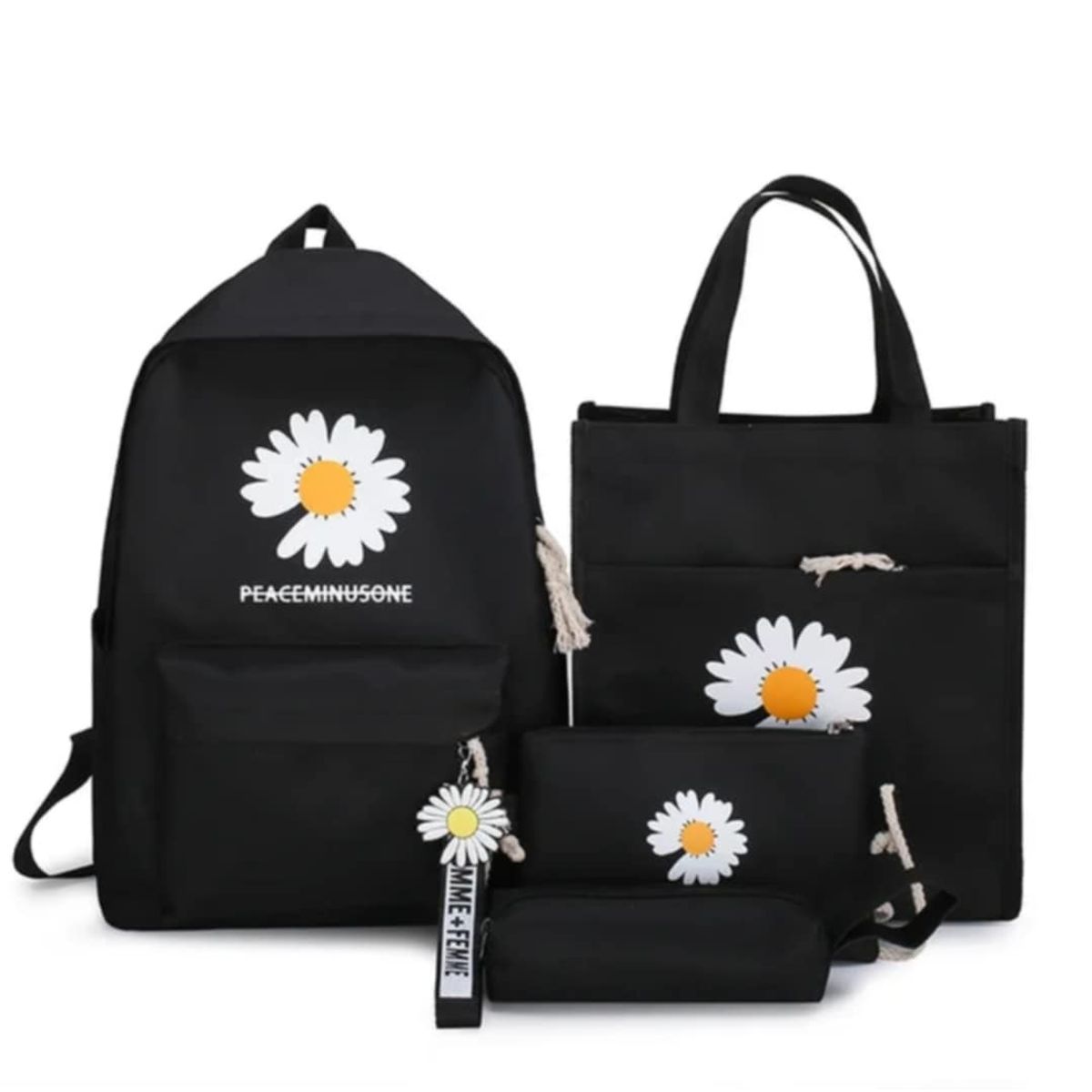 GENERICO - Mochila Kawai Flor Set 4 en 1 Bolso Cartuchera de Damas Niñas