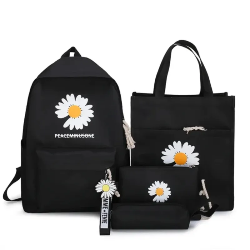 GENERICO - Mochila Kawai Flor Set 4 en 1 Bolso Cartuchera de Damas Niñas