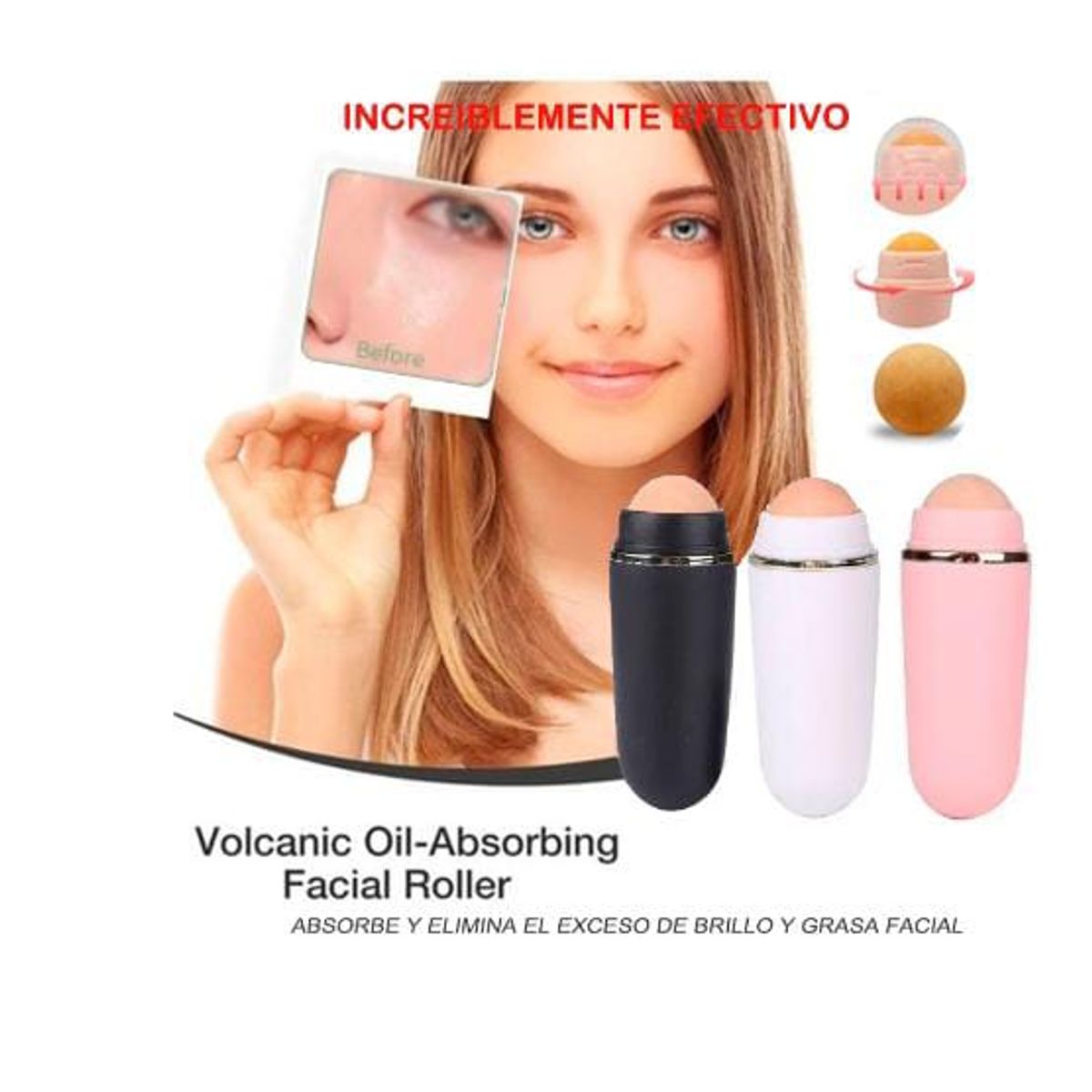 GENERICO - Roller Antibrillo y Grasa Facial Volcánica Modelo Labial