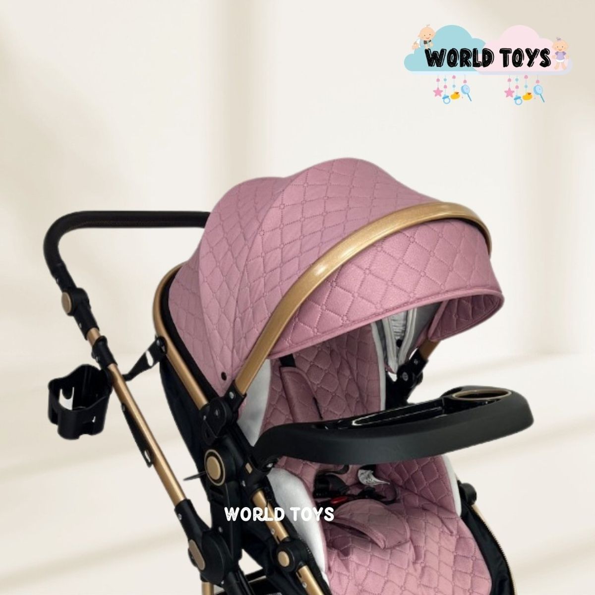 BABY - Coche Moisés de Lujo «LUMIERE» con Bolso Pañalero Pink