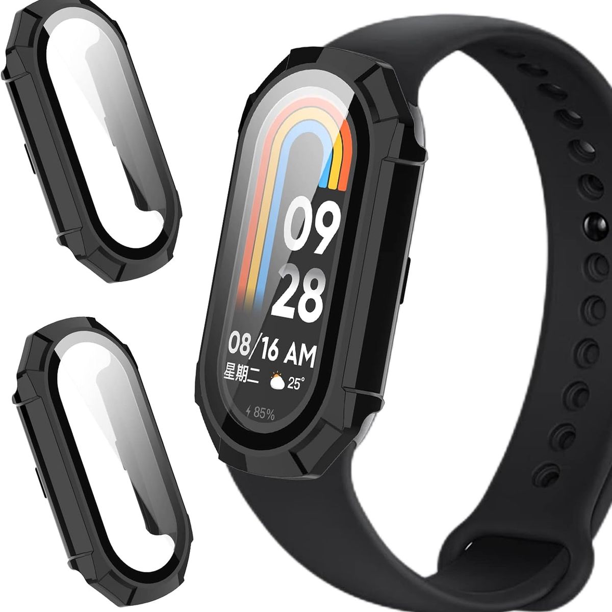 GENERICO - Case Bumper con Vidrio para Xiaomi Band 6 - Negro