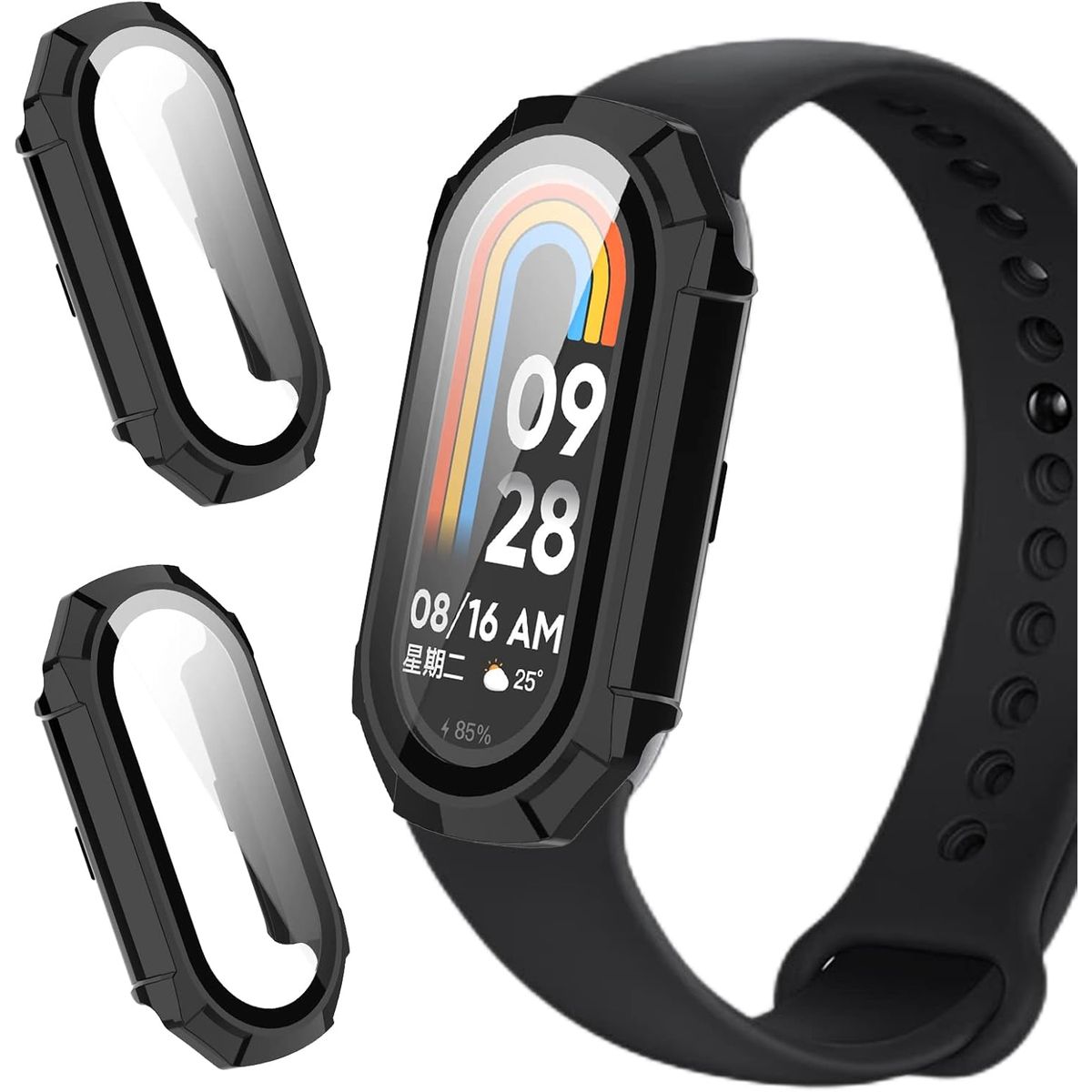 GENERICO - Case Bumper con Vidrio para Xiaomi Band 6 - Negro