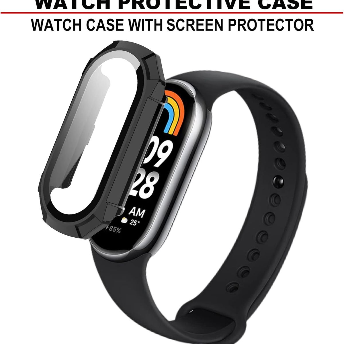 GENERICO - Case Bumper con Vidrio para Xiaomi Band 6 - Negro