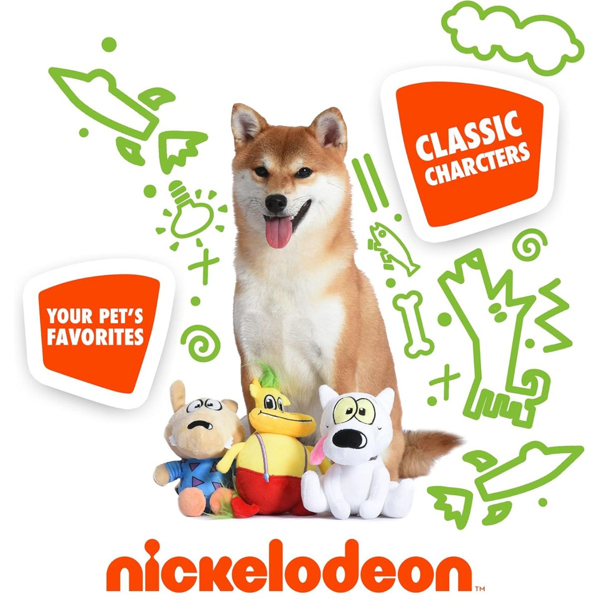 GENERICO - Peluches Rocko Spunky y Heffer para mascotas - Rockos Nick