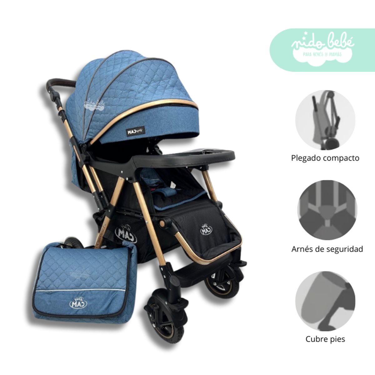 GENERICO - Coche Moises Zaragoza Premium Blue