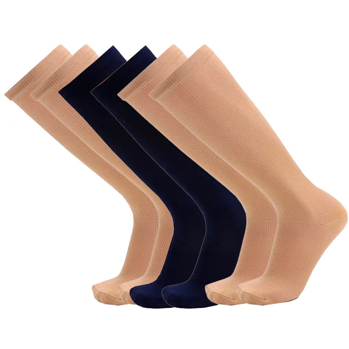 GENERICO - Medias Compresión Varices Unisex 15-20 mmHg Rodilla 3 Pares