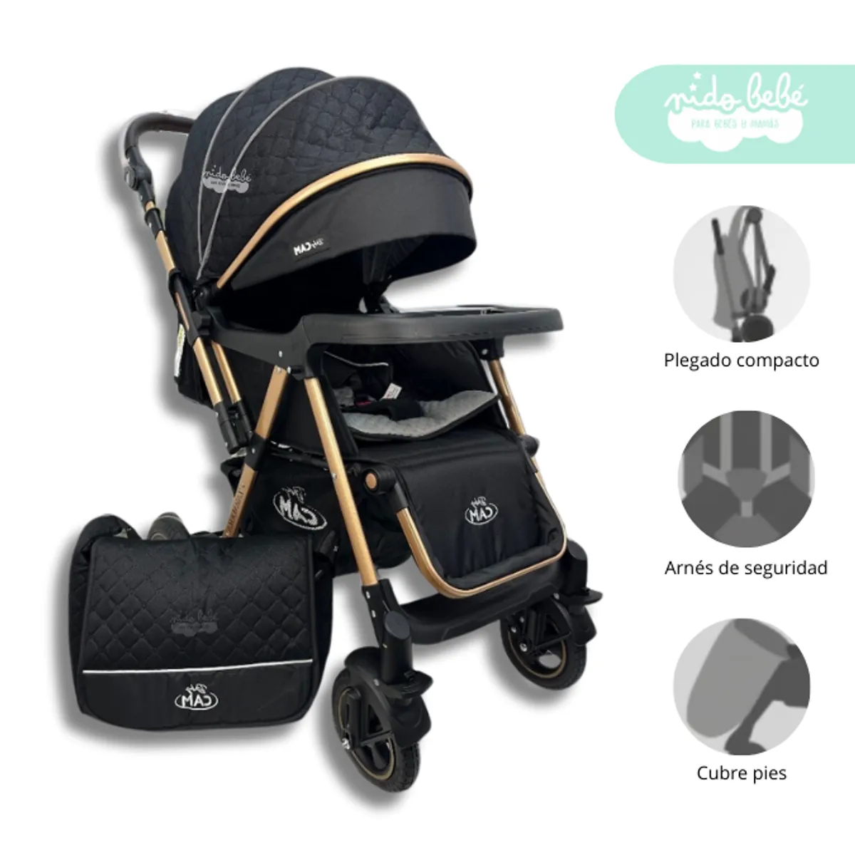 GENERICO - Coche Moises Zaragoza Premium Black