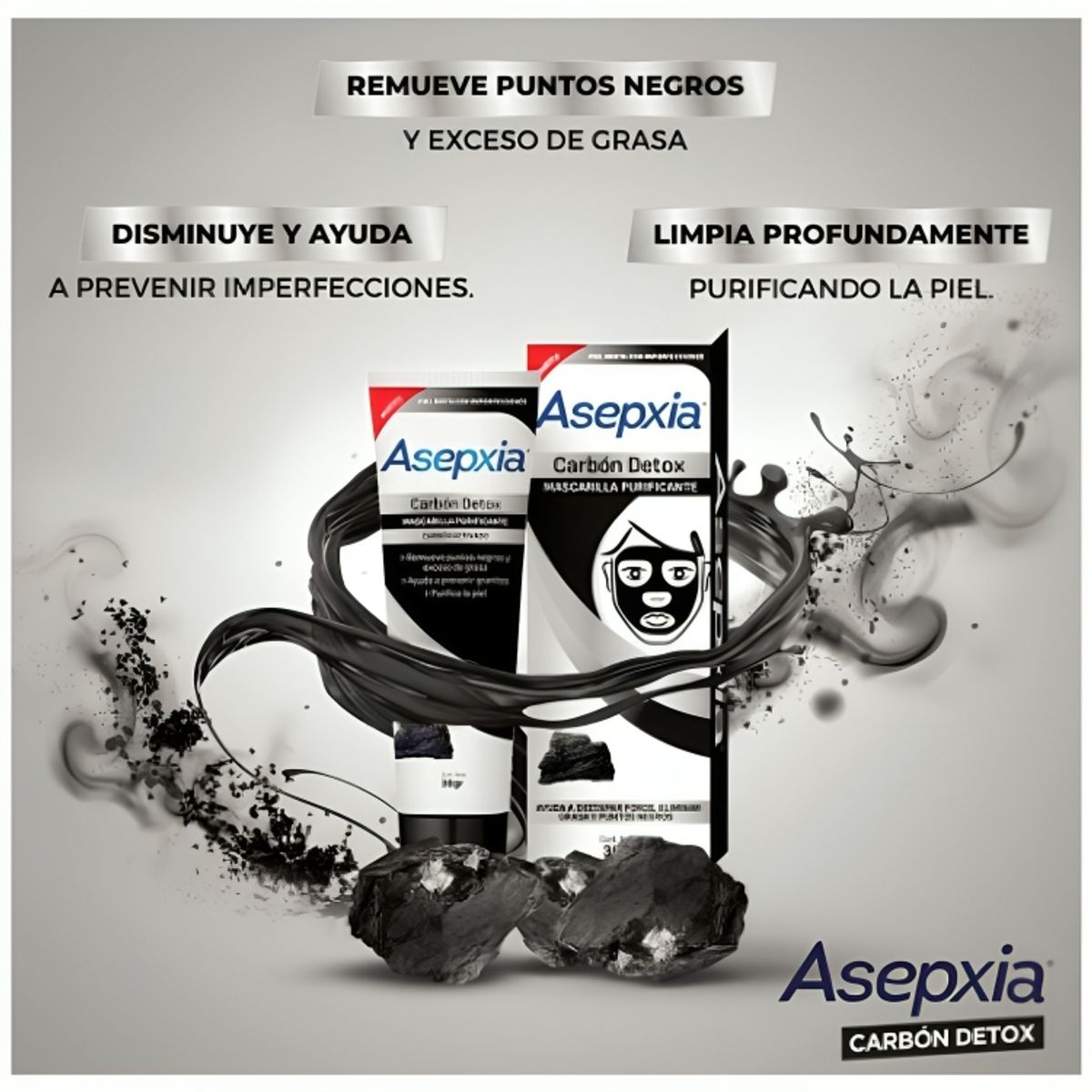 ASEPXIA - Mascarilla Purificante Peel Off Asepxia Carbón Detox Tubo 30G