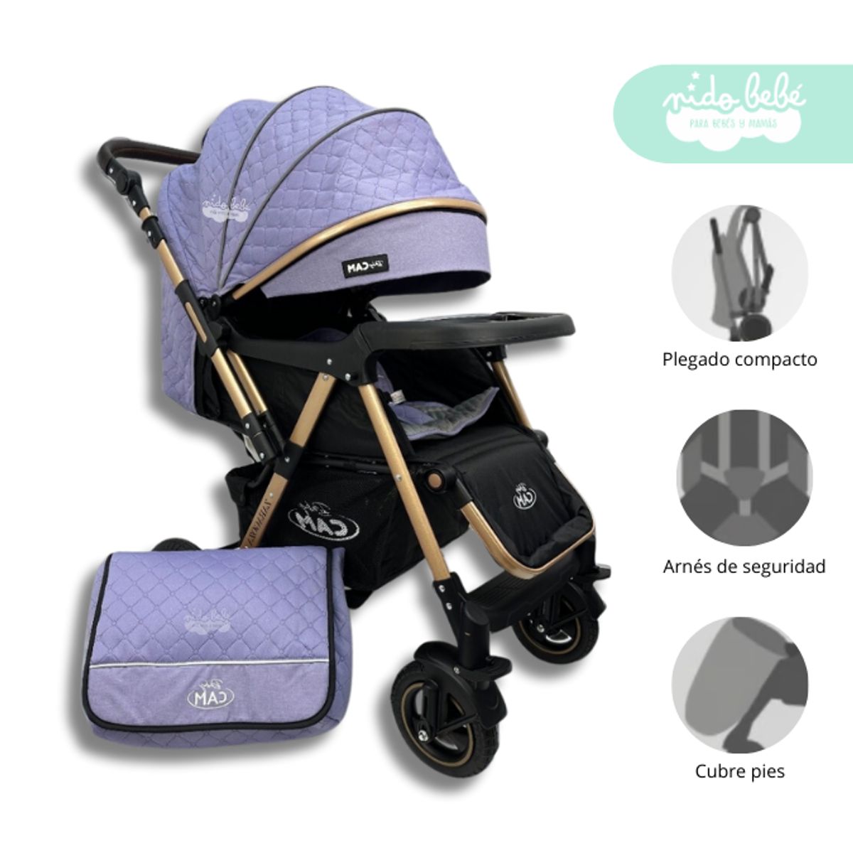 GENERICO - Coche Moises Zaragoza Premium Purple