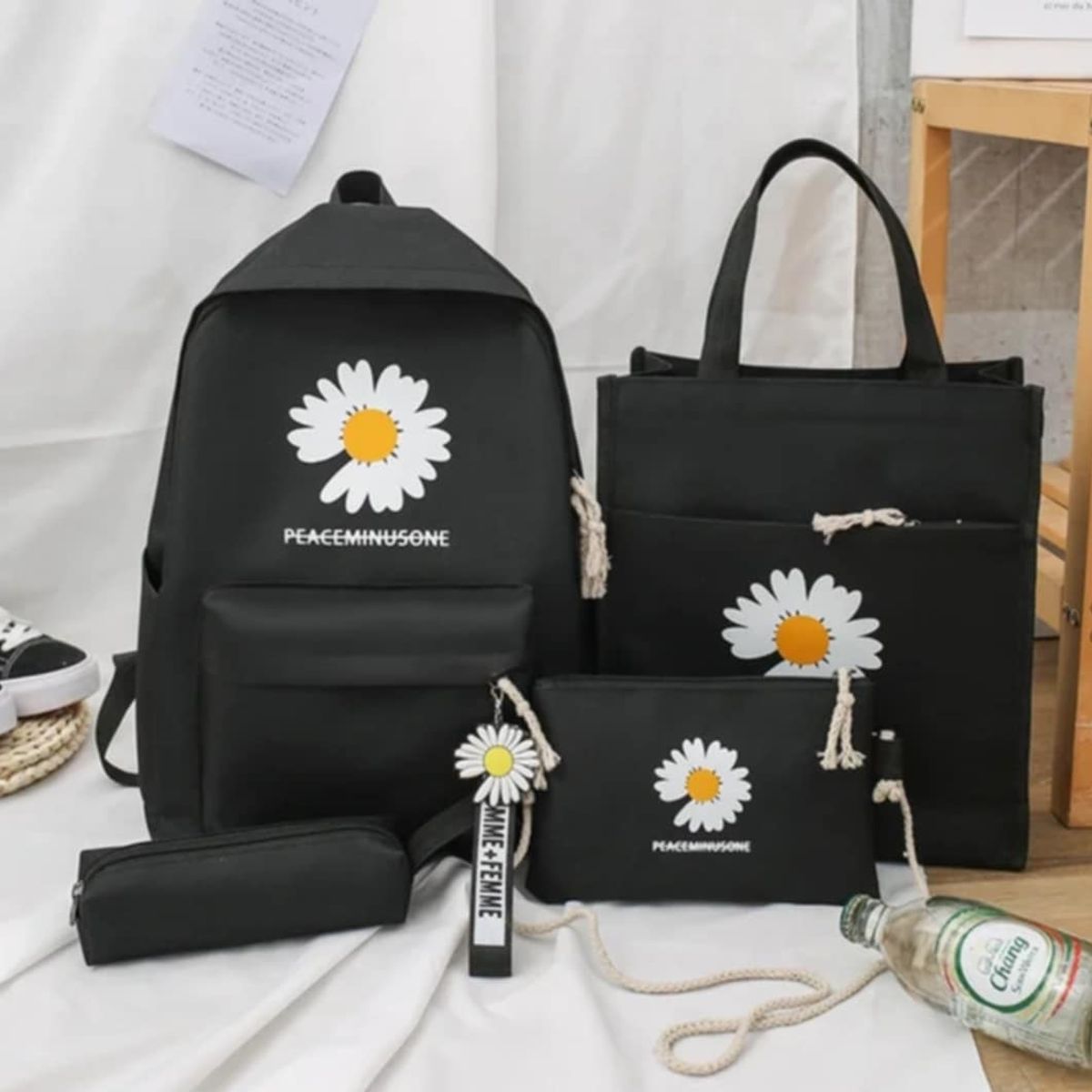 GENERICO - Mochila Kawai Set 4 en 1 Bolso Monedero Niñas modelo Coreana Colegio