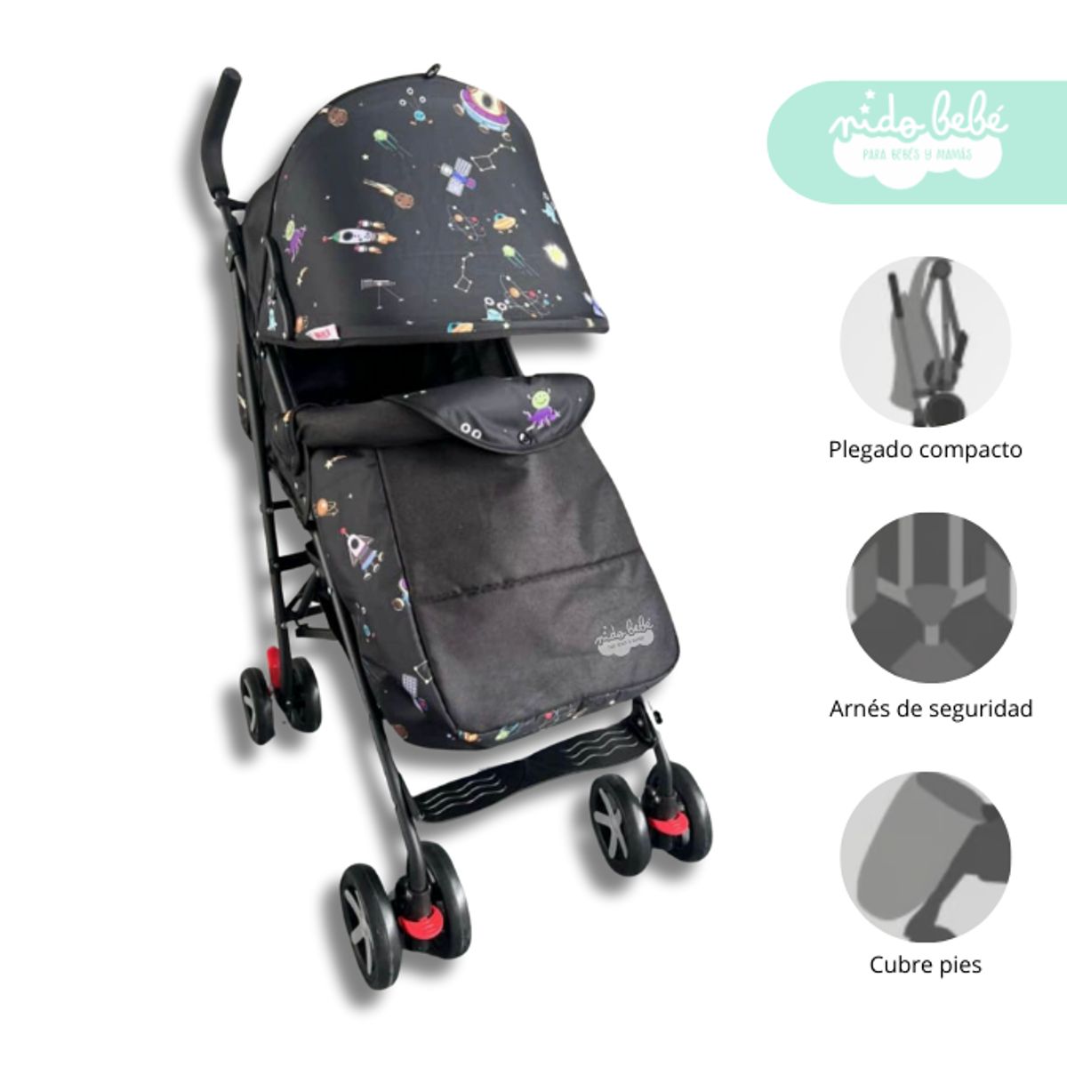 GENERICO - Coche bastón de bebe Alana Deluxe Black