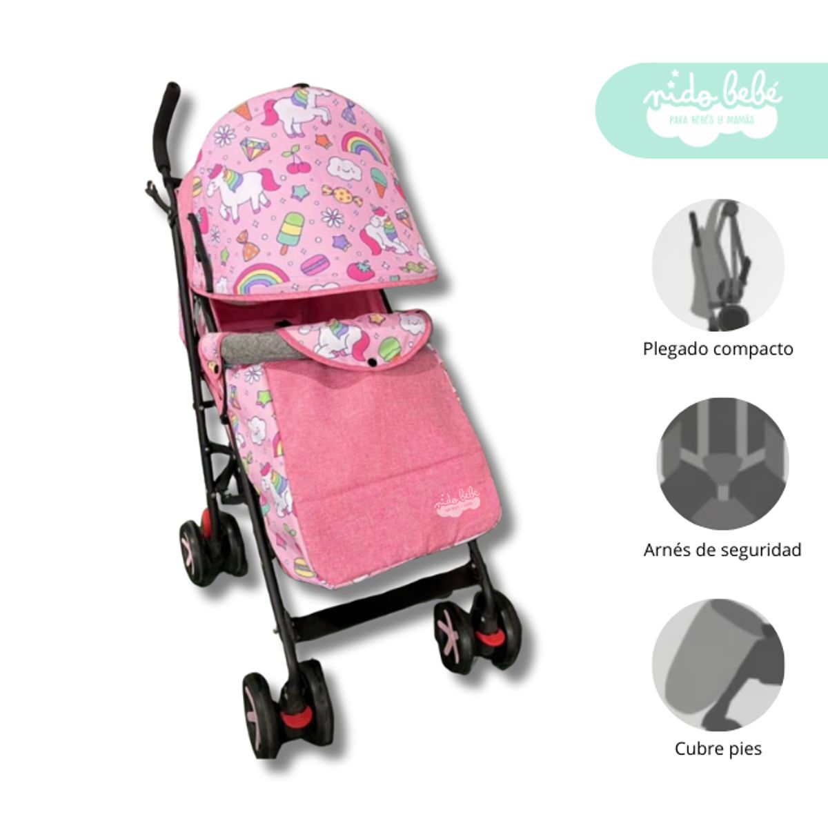 GENERICO - Coche bastón de bebe Alana Deluxe Pink