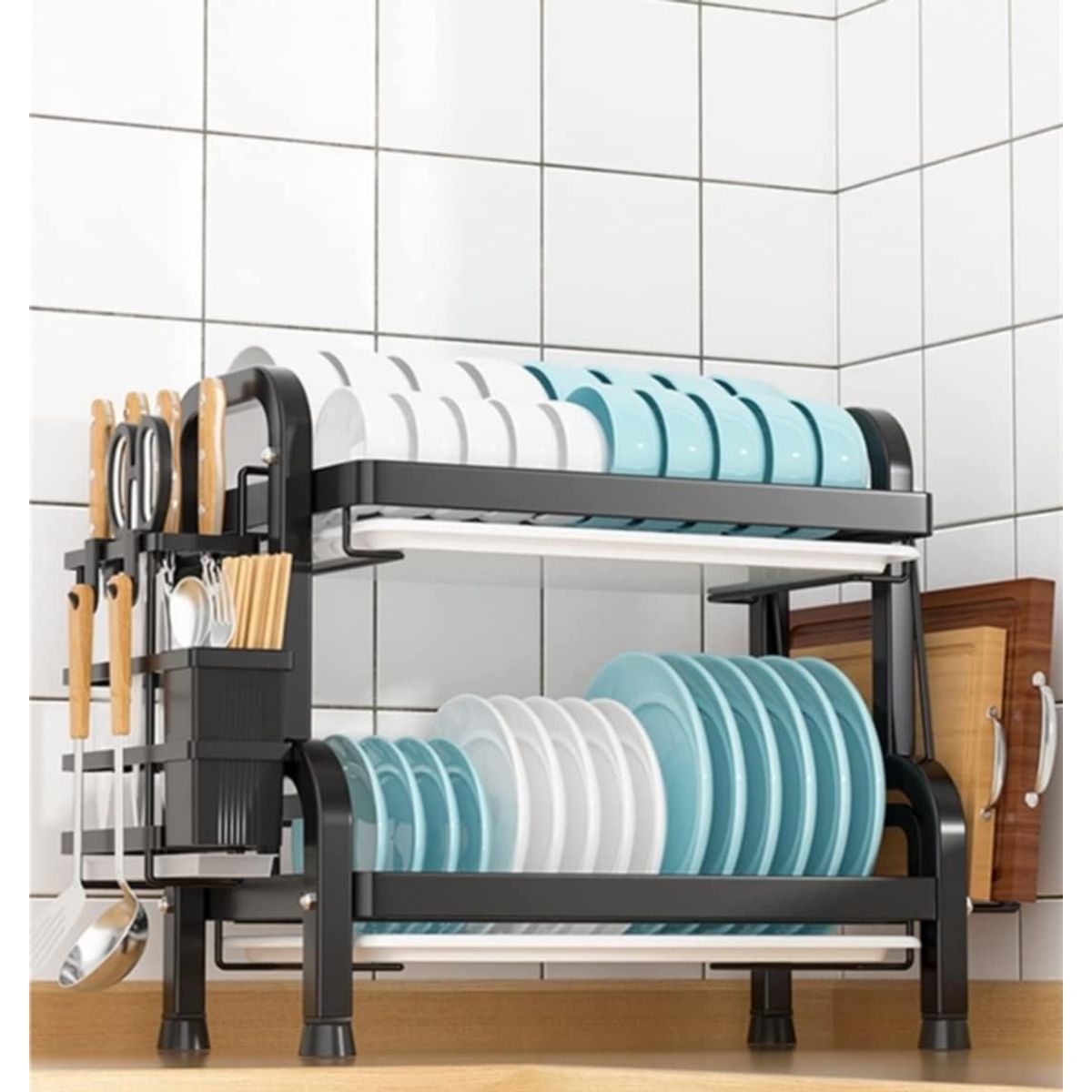 GENERICO - Secaplatos Escurridor de Platos de 2 Niveles Portaplatos de Cocina