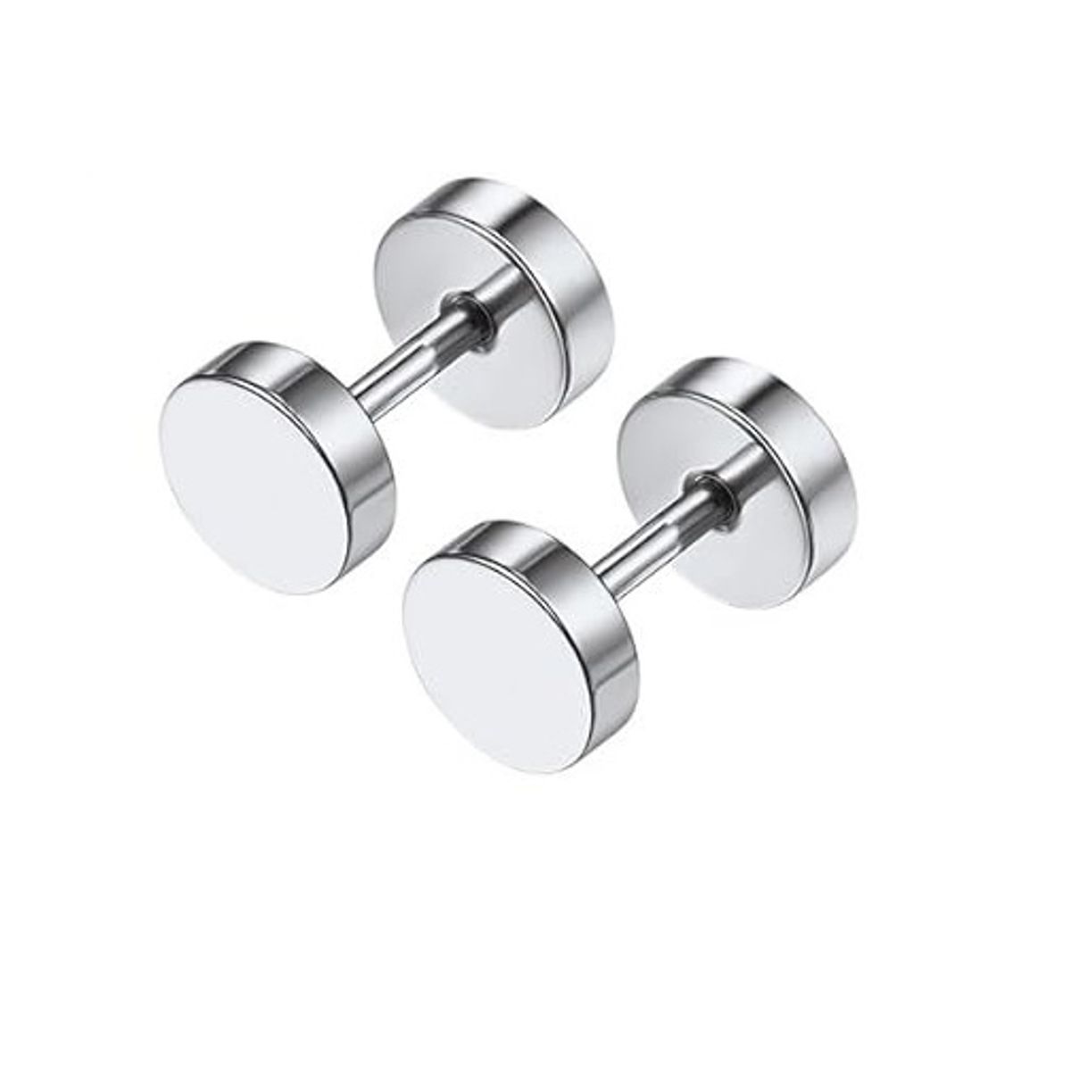 GENERICO - Set x 2 Aretes piercings simuladores 8mm falso expansión plateados