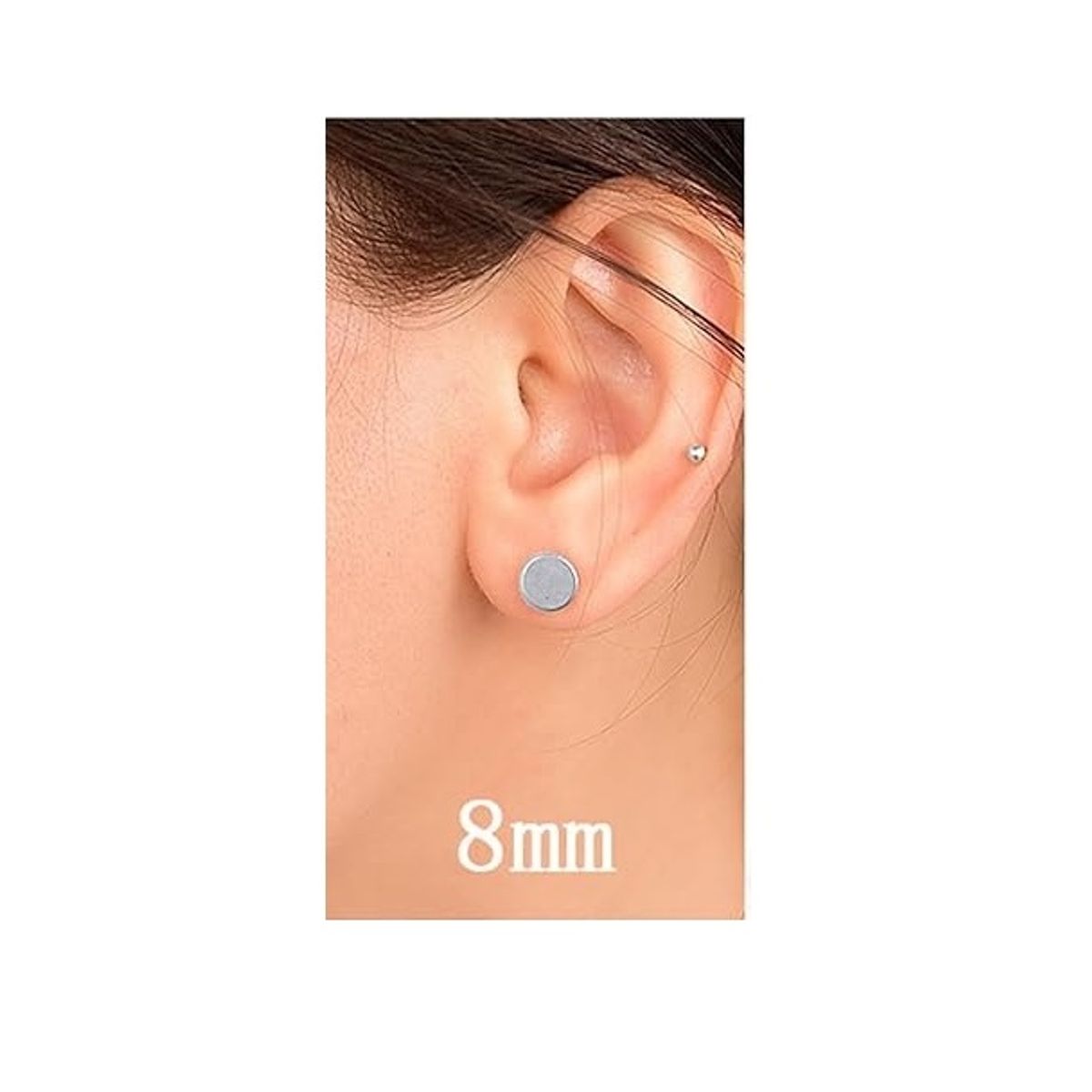 GENERICO - Set x 2 Aretes piercings simuladores 8mm falso expansión plateados