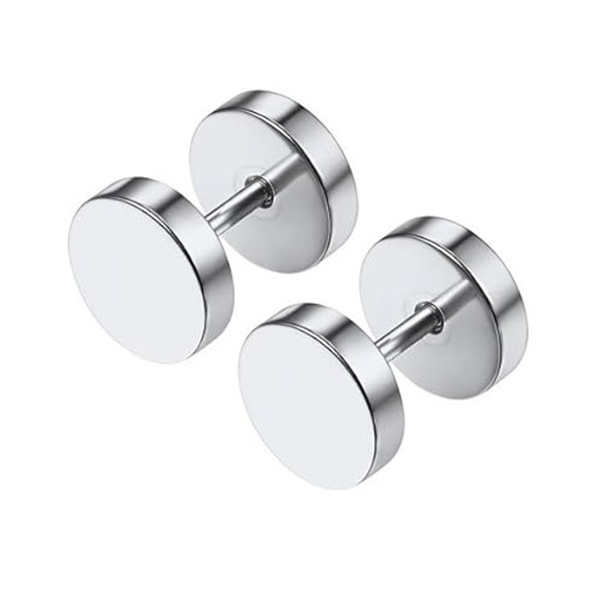 GENERICO - Set x 2 Aretes piercings simuladores 10mm falso expansión plateados