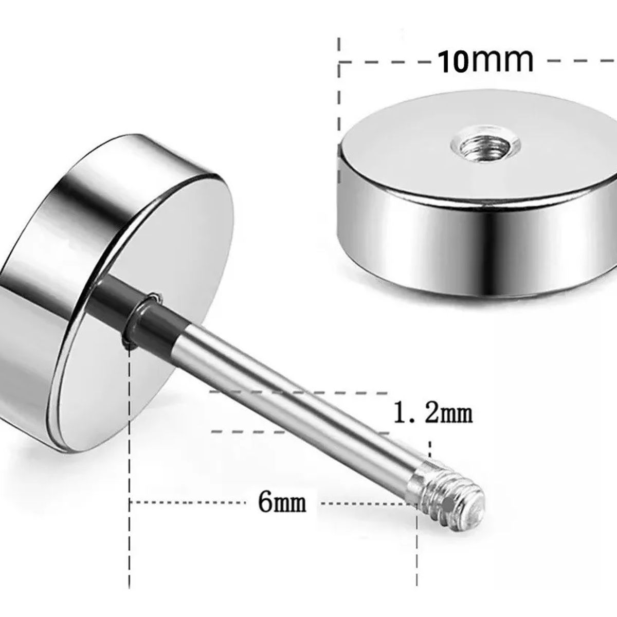 GENERICO - Set x 2 Aretes piercings simuladores 10mm falso expansión plateados